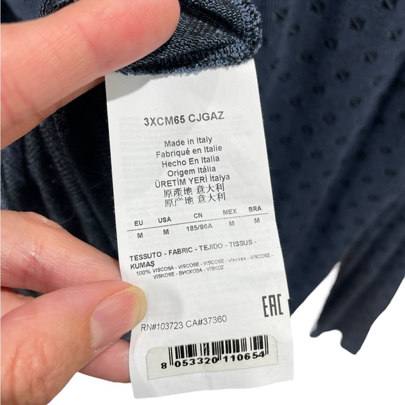 Armani Collezioni Blue Geo-Printed Long Sleeve Viscose T Shirt Size EU M/ US S - Picture 7 of 8